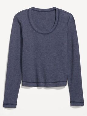 Old Navy Waffle Knit Scoop Neck Navy Blue Long Sleeve Casual Women's Top Size 2X